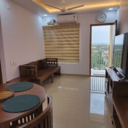 AC Hall View with 55" Smart TV, Dining table and Sofa Cum Bed